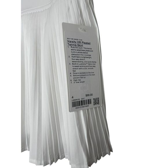 Lululemon High-Rise Pleated Tennis Skirt White Size 4  NWT - Picture 5 of 7